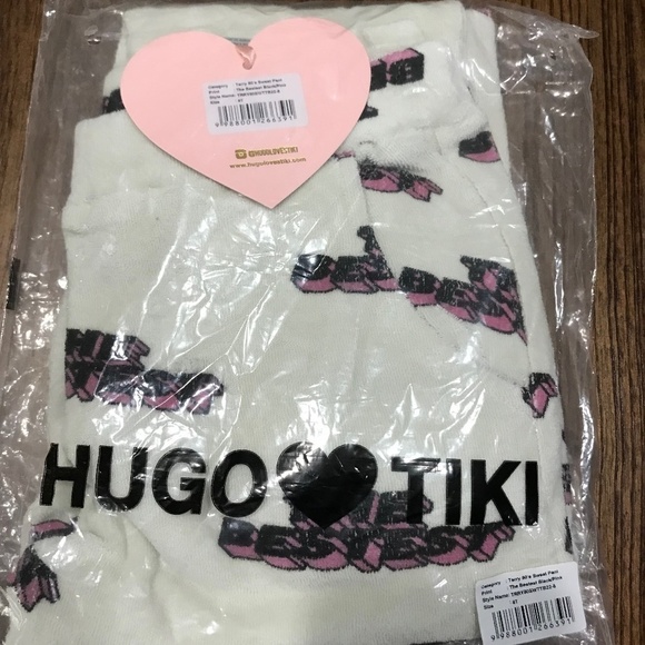HUGO LOVES TIKI Kid Pant 8T White Terry Pull On Sweatpants School Retro Soft - Picture 2 of 8
